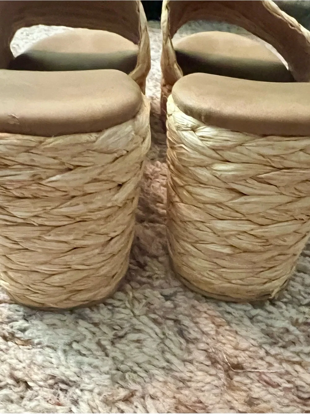 Woven Slide Sandals in Natural Straw 8.5